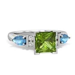 Peridot 6Mm Princess Eternal Embrace Engagement 14K White Gold ring C2002