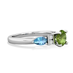 Peridot 6Mm Round Eternal Embrace Engagement 14K White Gold ring R2005