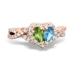 Peridot Diamond Twist 'One Heart' 14K Rose Gold ring R2640HRT