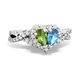 Peridot Diamond Twist 'One Heart' 14K White Gold ring R2640HRT