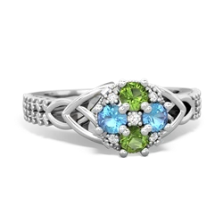 Peridot Celtic Knot Cluster Engagement 14K White Gold ring R26443RD