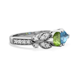 Peridot Diamond Butterflies 14K White Gold ring R5601