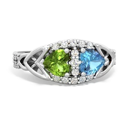 Peridot Sparkling Celtic Knot 14K White Gold ring R2645