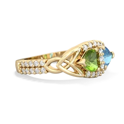 Peridot Sparkling Celtic Knot 14K Yellow Gold ring R2645