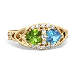 Peridot Sparkling Celtic Knot 14K Yellow Gold ring R2645