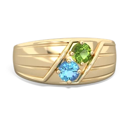 Peridot Men's Streamline 14K Yellow Gold ring R0460