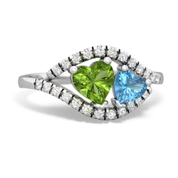 Peridot Mother And Child 14K White Gold ring R3010