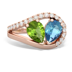 Peridot Nestled Heart Keepsake 14K Rose Gold ring R5650