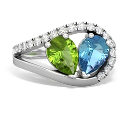 Peridot Nestled Heart Keepsake 14K White Gold ring R5650