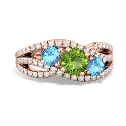 Peridot Three Stone Aurora 14K Rose Gold ring R3080