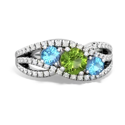 Peridot Three Stone Aurora 14K White Gold ring R3080