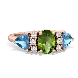 Peridot Antique Style Three Stone 14K Rose Gold ring R2186