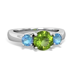 Peridot Three Stone Round Trellis 14K White Gold ring R4018