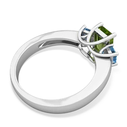 Peridot Three Stone Emerald-Cut Trellis 14K White Gold ring R4021