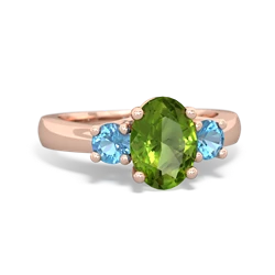 Peridot Three Stone Oval Trellis 14K Rose Gold ring R4024