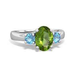 Peridot Three Stone Oval Trellis 14K White Gold ring R4024