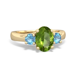 Peridot Three Stone Oval Trellis 14K Yellow Gold ring R4024