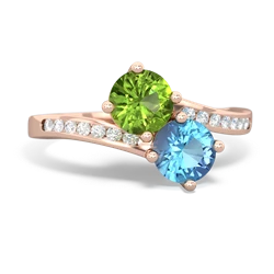 Peridot Channel Set Two Stone 14K Rose Gold ring R5303