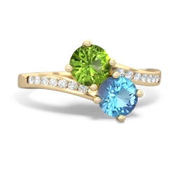 Peridot Channel Set Two Stone 14K Yellow Gold ring R5303