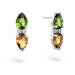 Peridot Bowtie Drop 14K White Gold earrings E0865