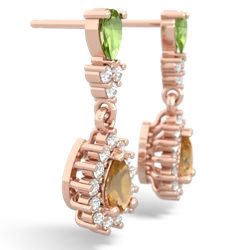 Peridot Halo Pear Dangle 14K Rose Gold earrings E1882