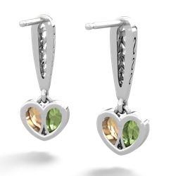 Peridot Filligree Heart 14K White Gold earrings E5070