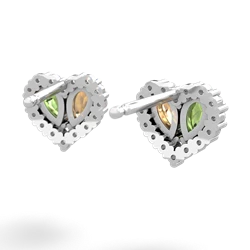 Peridot Halo 14K White Gold earrings E7008
