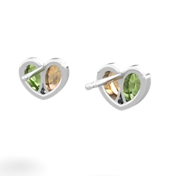 Peridot 'Our Heart' 14K White Gold earrings E5072