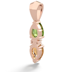 Peridot Bowtie Drop 14K Rose Gold pendant P0865