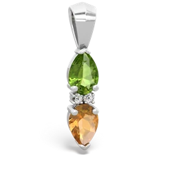 Peridot Bowtie Drop 14K White Gold pendant P0865