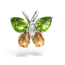 Peridot Butterfly 14K White Gold pendant P2215