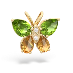 Peridot Butterfly 14K Yellow Gold pendant P2215