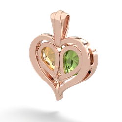 Peridot Two Become One 14K Rose Gold pendant P5330