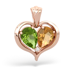 Peridot Two Become One 14K Rose Gold pendant P5330