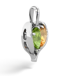 Peridot Two Become One 14K White Gold pendant P5330