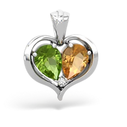 Peridot Two Become One 14K White Gold pendant P5330