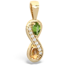 Peridot Diamond Infinity 14K Yellow Gold pendant P5390