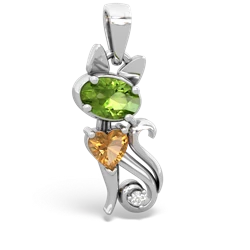 Peridot Kitten 14K White Gold pendant P5780