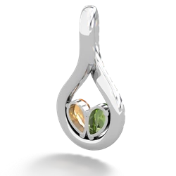 Peridot Pave Twist 'One Heart' 14K White Gold pendant P5360