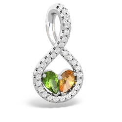 Peridot Pave Twist 'One Heart' 14K White Gold pendant P5360