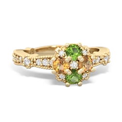 Peridot Sparkling Tiara Cluster 14K Yellow Gold ring R26293RD