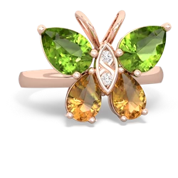 Peridot Butterfly 14K Rose Gold ring R2215