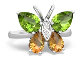 Peridot Butterfly 14K White Gold ring R2215