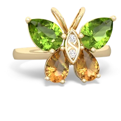 Peridot Butterfly 14K Yellow Gold ring R2215