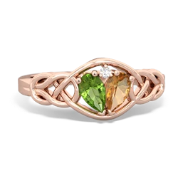 Peridot Celtic Love Knot 14K Rose Gold ring R5420