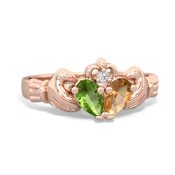 Peridot 'Our Heart' Claddagh 14K Rose Gold ring R2388