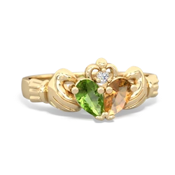 Peridot 'Our Heart' Claddagh 14K Yellow Gold ring R2388