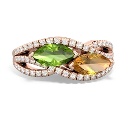 Peridot Diamond Rivers 14K Rose Gold ring R3070