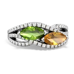 Peridot Diamond Rivers 14K White Gold ring R3070