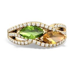 Peridot Diamond Rivers 14K Yellow Gold ring R3070